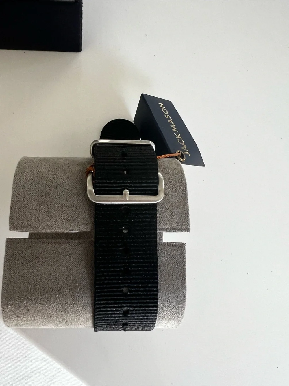 New Jack Mason Black and Silver Chronograph Watch with Black Nylon Strap